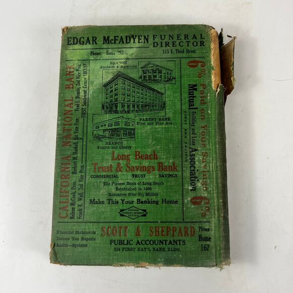 1921 Long Beach City Directory POOR Ancestry Genealogy Antique Vintage Reference - Picture 2 of 16